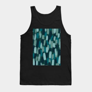 Abstract Shades of Green Paint Brush Effect Tank Top